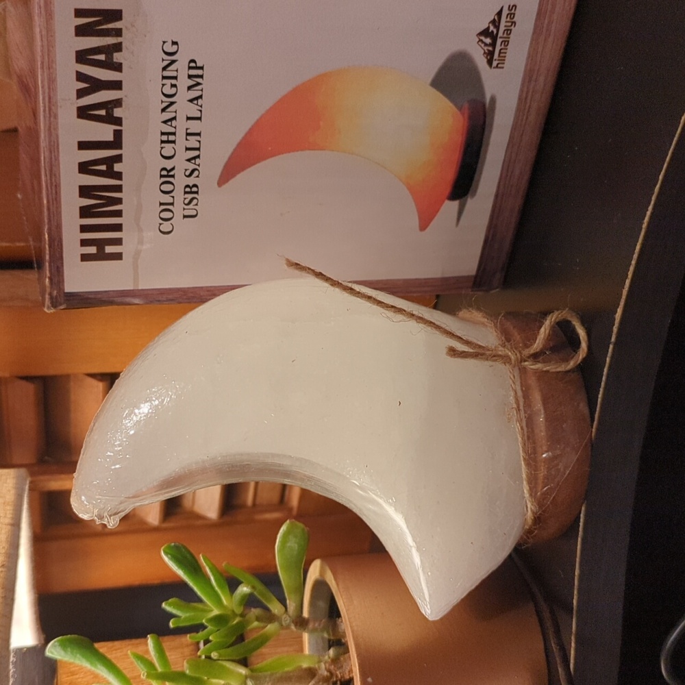 Himalayan Salt Lamp Moon Shape Color Changing USB Sealed NEW NIB